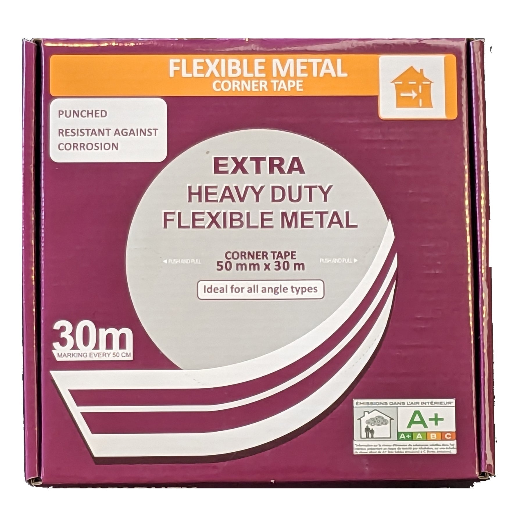 Extra Heavy Duty Flexible Metal Corner Tape 50MM x 30M Corrosion Resistant - Amaroc - Render & Drylining Supplies